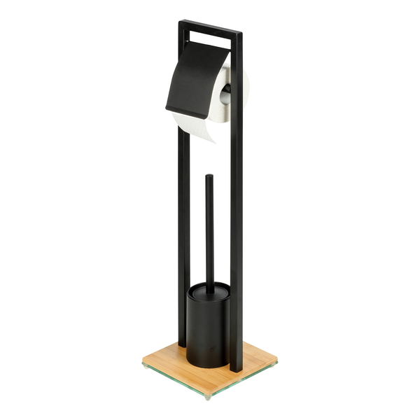 Stand WC-Garnitur Bambusa - Stahl / Bambus - Schwarz