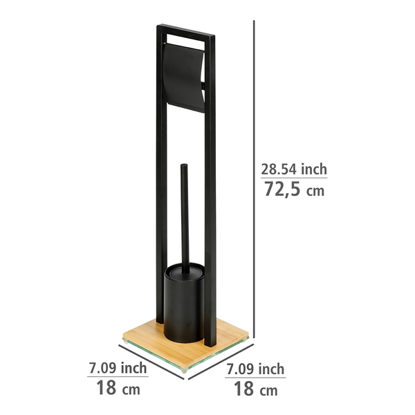 Stand WC-Garnitur Bambusa - Stahl / Bambus - Schwarz
