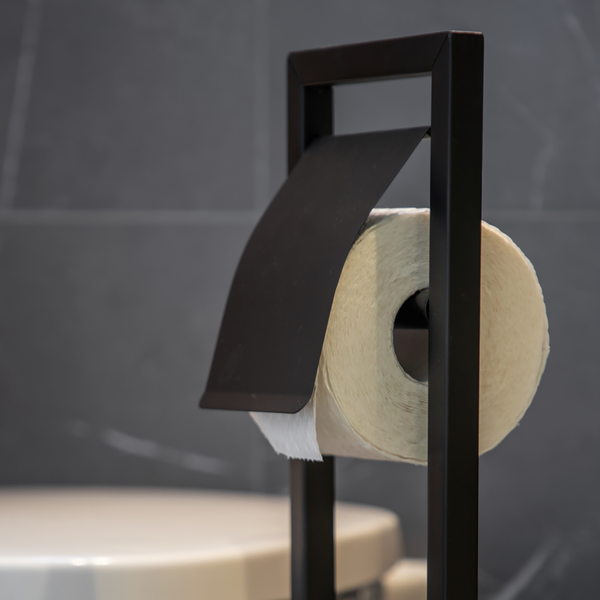 Stand WC-Garnitur Bambusa - Stahl / Bambus - Schwarz