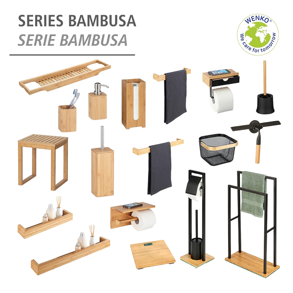 Stand WC-Garnitur Bambusa - Stahl / Bambus - Schwarz