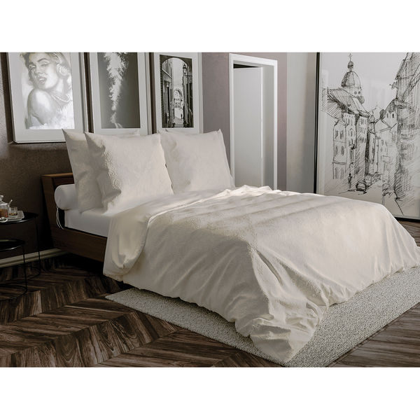 Bettwäsche Babet - Mischgewebe - Weiß - 135 x 200 cm + Kissen 80 x 80 cm