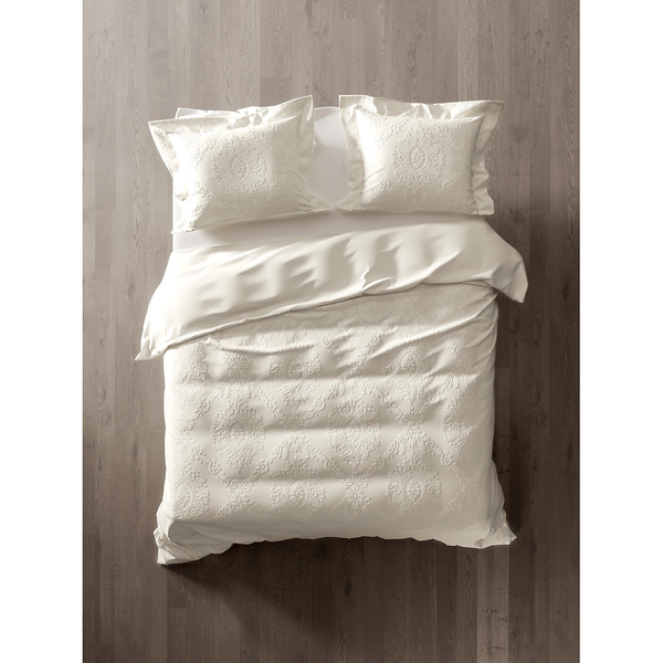 Bettwäsche Babet - Mischgewebe - Weiß - 135 x 200 cm + Kissen 80 x 80 cm