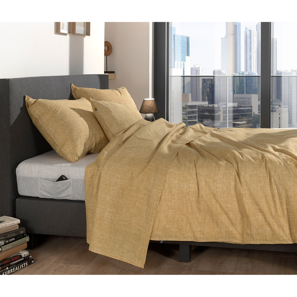 Bettwäsche Lino - Renforce - Ocker - 140 x 200/220 cm + Kissen 70 x 60 cm