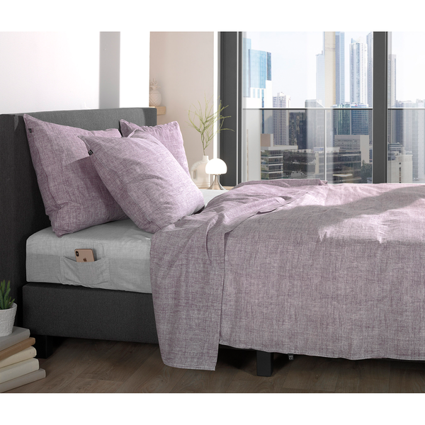 Bettwäsche Lino - Renforce - Violett - 260 x 200/220 cm + 2 Kissen 70 x 60 cm