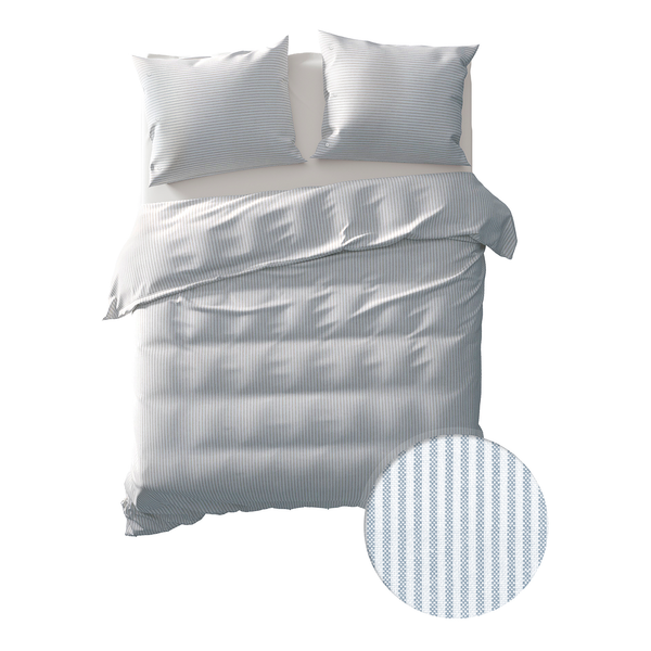 Bettwäsche Oxford - Baumwolle - Hellblau - 200 x 200/220 cm + 2 Kissen 70 x 60 cm