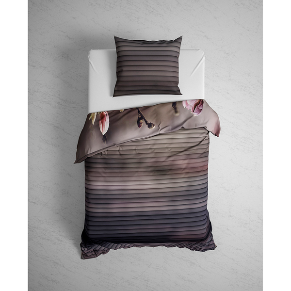 Wendebettwäsche GOTS Sarah - Twill - Rose / Taupe - 135 x 200 cm + Kissen 80 x 80 cm