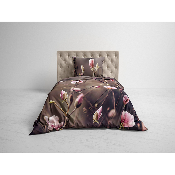 Wendebettwäsche GOTS Sarah - Twill - Rose / Taupe - 135 x 200 cm + Kissen 80 x 80 cm