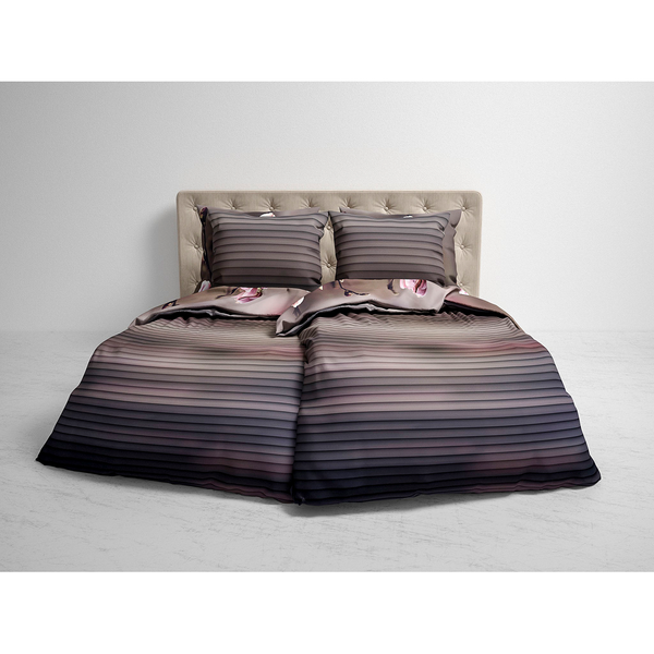 Wendebettwäsche GOTS Sarah - Twill - Rose / Taupe - 135 x 200 cm + Kissen 80 x 80 cm