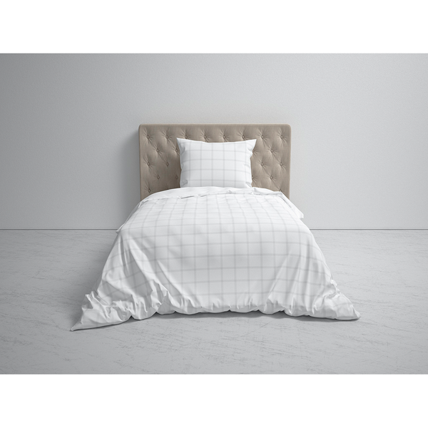 Bettwäsche Diamante - Baumwolle Satin - Weiß - 155 x 220 cm + Kissen 80 x 80 cm