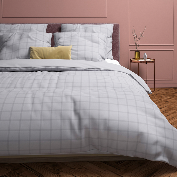 Bettwäsche Diamante - Baumwolle Satin - Grau - 135 x 200 cm + Kissen 80 x 80 cm