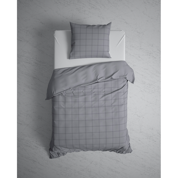 Bettwäsche Diamante - Baumwolle Satin - Grau - 135 x 200 cm + Kissen 80 x 80 cm