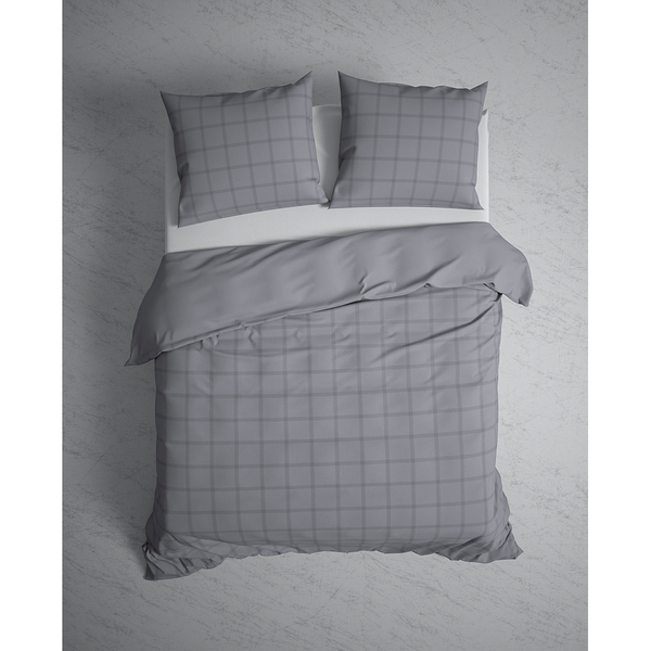 Bettwäsche Diamante - Baumwolle Satin - Grau - 135 x 200 cm + Kissen 80 x 80 cm