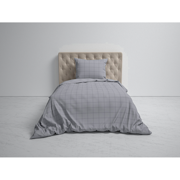 Bettwäsche Diamante - Baumwolle Satin - Grau - 135 x 200 cm + Kissen 80 x 80 cm