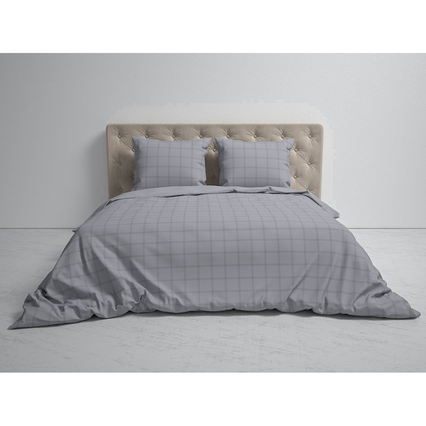 Bettwäsche Diamante - Baumwolle Satin - Grau - 135 x 200 cm + Kissen 80 x 80 cm