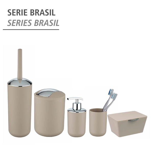 Schwingdeckeleimer Brasil - Thermoplastischer Kunststoff (TPE) - Fassungsvermögen: 6,5 L - Taupe