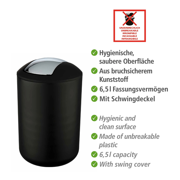 Kosmetikeimer Brasil - TPE - Fassungsvermögen: 6.5 L - Schwarz