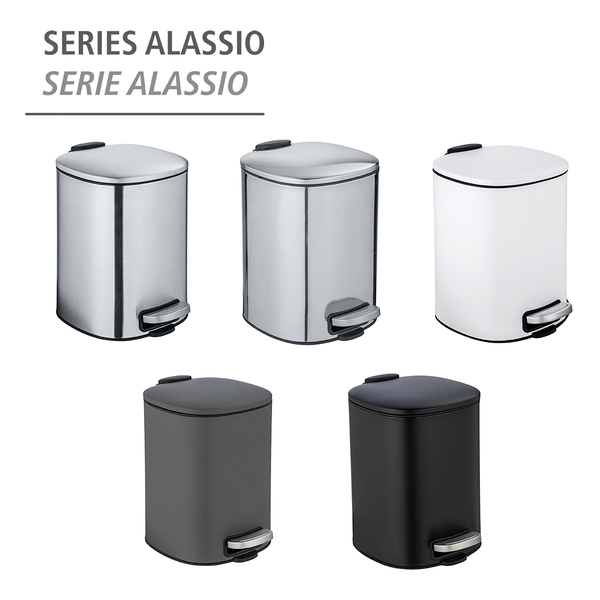 Treteimer Alassio - Stahl - Weiß