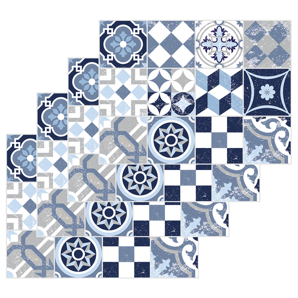 Tischset Mosaik I (4er-Set) - Vinyl - Blau