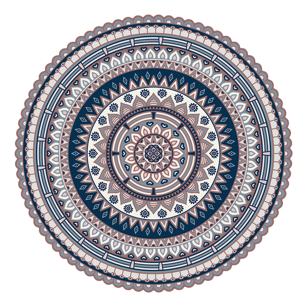 Vinylteppich Matteo I - Vinyl - Blau - Durchmesser: 118 cm