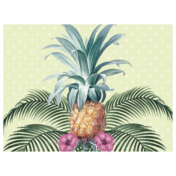 Tischset Colonial Pineapple (4er-Set) - Vinyl - Grün