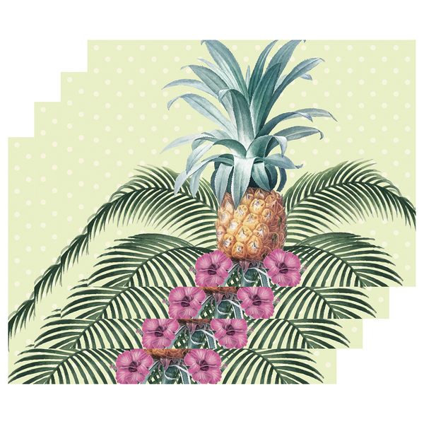 Tischset Colonial Pineapple (4er-Set) - Vinyl - Grün