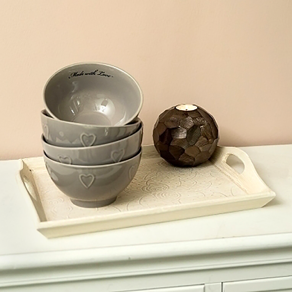 Schalenset Made with Love (4er-Set) - Steingut - Braun