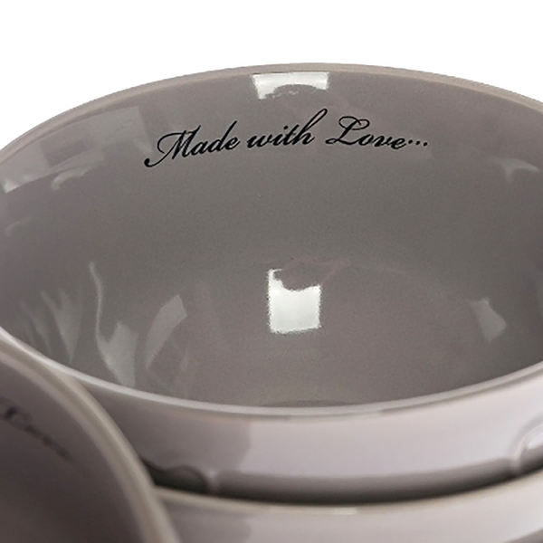 Schalenset Made with Love (4er-Set) - Steingut - Braun