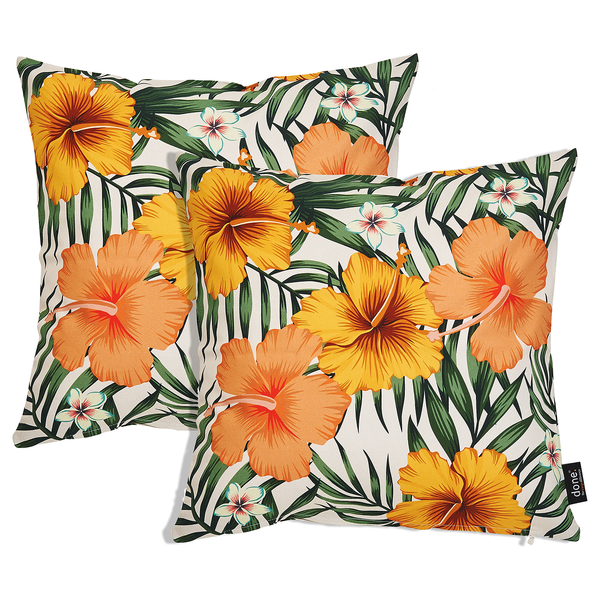 Kissenhülle Panama Rose Mallow (2er-Set) - Baumwollstoff - Mehrfarbig