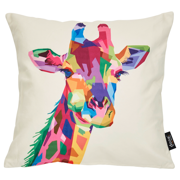 Kissenhülle Velour Giraffe - Polyester - Mehrfarbig - 45 x 45 cm
