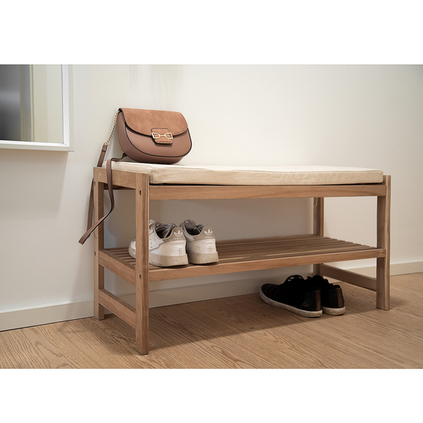 Garderobenbank Acina - Akazie massiv - Akazie / Weiß