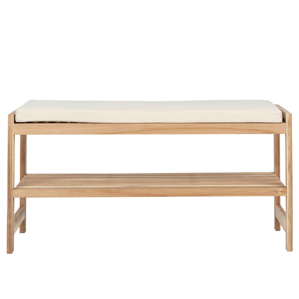 Garderobenbank Acina - Akazie massiv - Akazie / Weiß