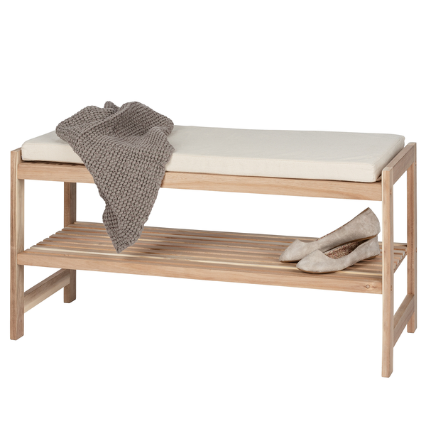 Garderobenbank Acina - Akazie massiv - Akazie / Weiß