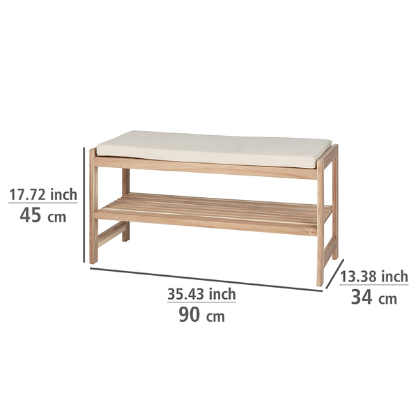 Garderobenbank Acina - Akazie massiv - Akazie / Weiß