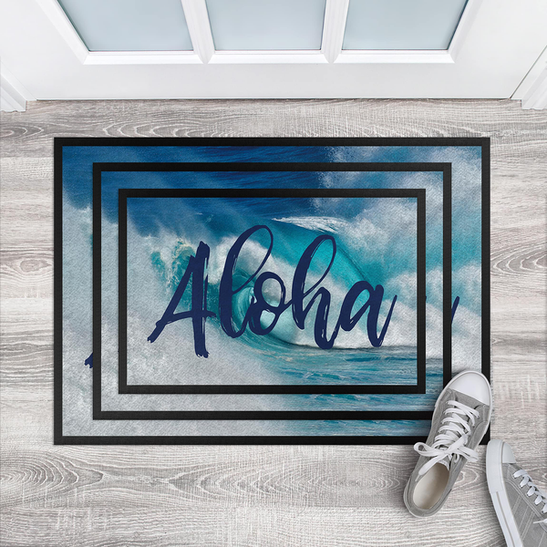 Fußmatte Aloha - Mischgewebe - Blau - 70 x 50 cm