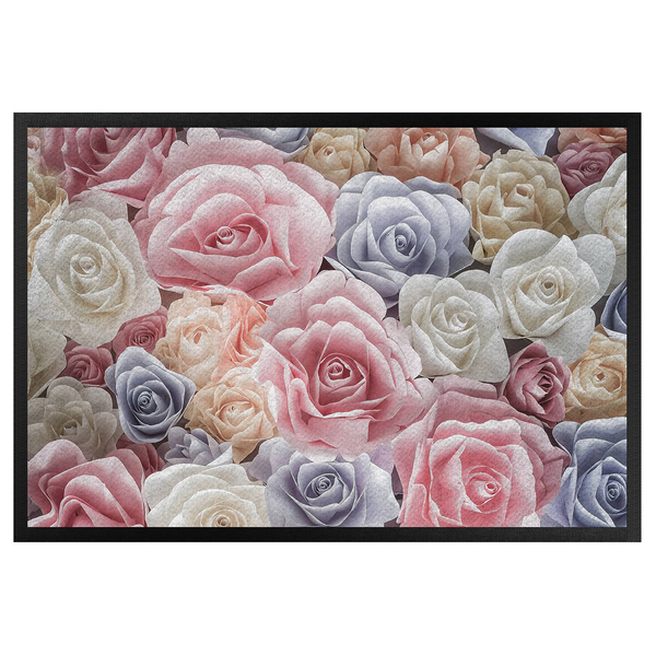 Fußmatte Pastell Paper Art Rosen - Mischgewebe - Mehrfarbig - 85 x 60 cm