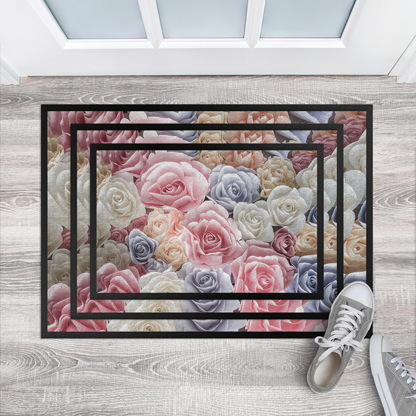 Fußmatte Pastell Paper Art Rosen - Mischgewebe - Mehrfarbig - 85 x 60 cm