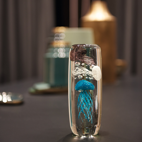 Dekoobjekt Oceano Qualle II - Kalk-Natron Glas - Blau