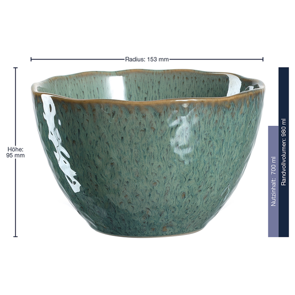 Keramikschale Matera (6er-Set) - Keramik - Grün - Grün - Durchmesser: 15 cm