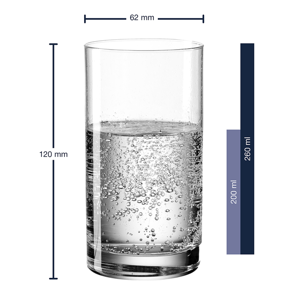 Trinkglas Easy+ 6er-Set - Klarglas - Fassungsvermögen: 0.26 L