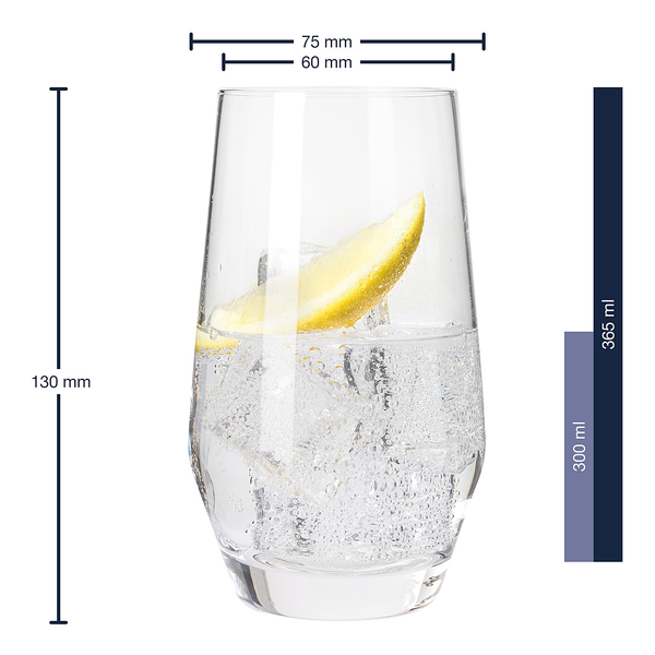 Trinkglas Puccini (6er-Set) - Transparent - 365 ml