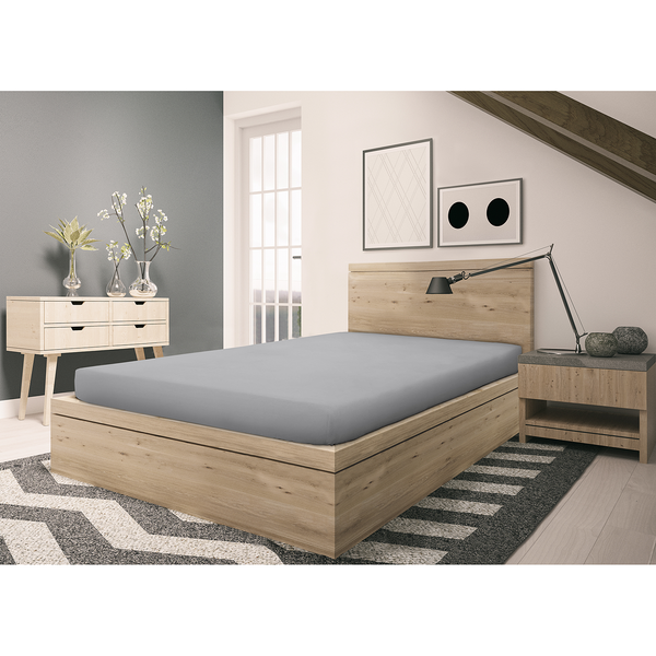 Feinbiber Spannbettlaken Vindum - Baumwolle - Silber - 90 x 200 cm