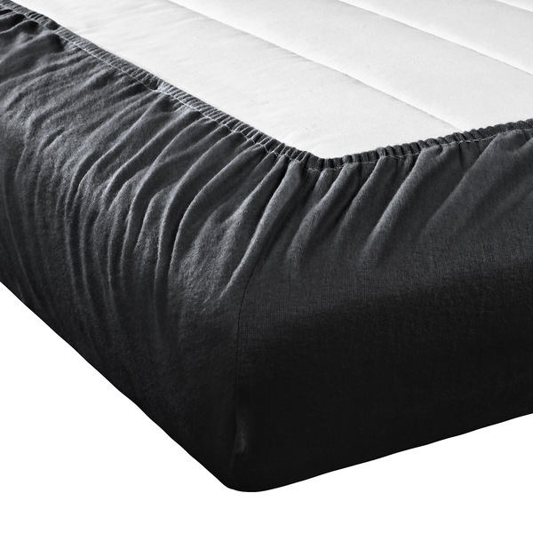 Feinbiber Spannbettlaken Vindum - Baumwolle - Anthrazit - 100 x 200 cm