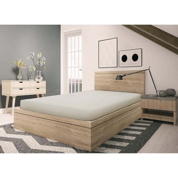 Feinbiber Spannbettlaken Vindum - Baumwolle - Beige - 200 x 200 cm