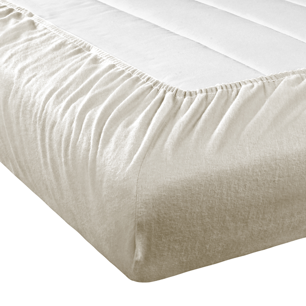 Feinbiber Spannbettlaken Vindum - Baumwolle - Beige - 200 x 200 cm