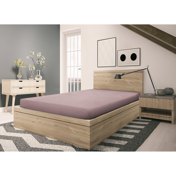 Feinbiber Spannbettlaken Vindum - Baumwolle - Altrosa - 180 x 200 cm