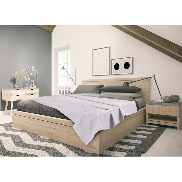 Wohndecke Waffeldecke - Baumwolle - Perlweiß