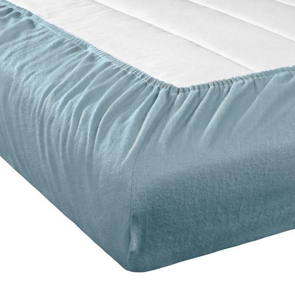 Feinbiber Spannbettlaken Vindum - Baumwolle - Jeansblau - 90 x 200 cm