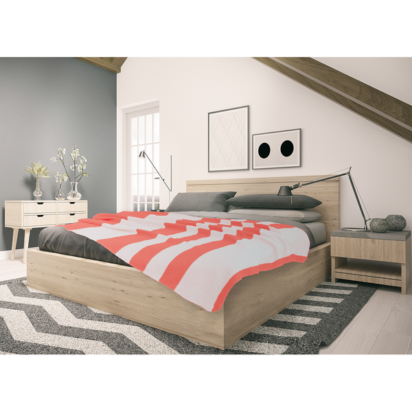 Kuschelwohndecke II - Baumwolle / Polyester - Orange / Hellgrau