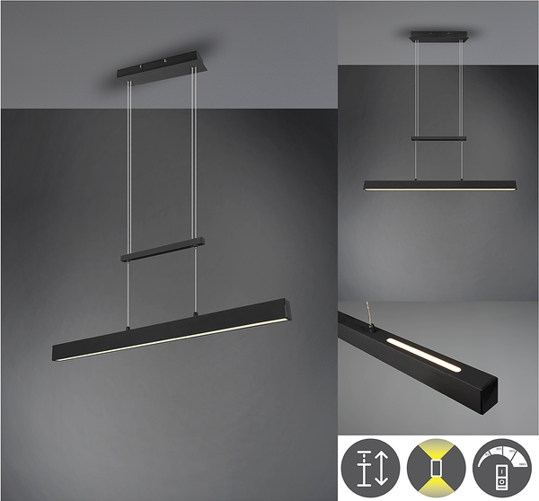 LED-Pendelleuchte Paros - Eisen - 1-flammig - Schwarz