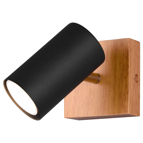 Deckenleuchte Marley I - Eisen / Eiche massiv - Schwarz - Flammenanzahl: 1